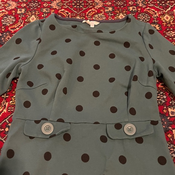 Boden Green Polka Dot Short Sleeve Modest Classic Pencil Dress Size 8R - Picture 2 of 4